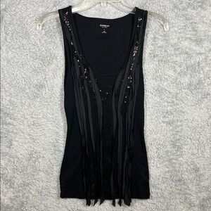 Express Black Sequin Embellished Tank Top